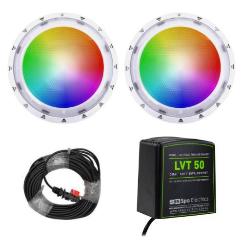 Spa Electrics Photon GK Kit 2 x Multi PLUS Colour LED Light + Transformer + 20m Cable-Mr Pool Man